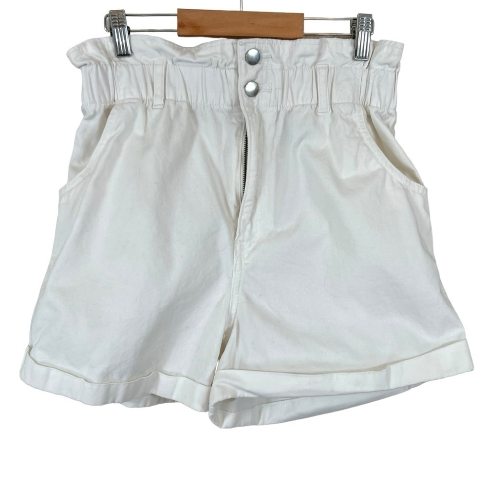 H&M High Waist Paper Bag Mom Jean Shorts